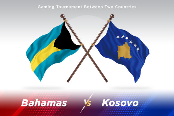 Bahamas Versus Kosovo: A Creative Illustration of Two Flags in a 3D Waving Position