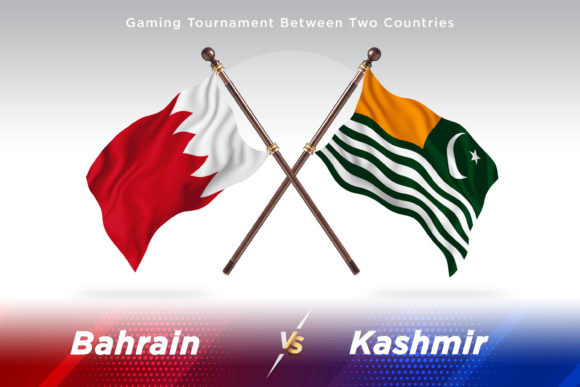 Bahrain Versus Kashmir Two Flags Illustration