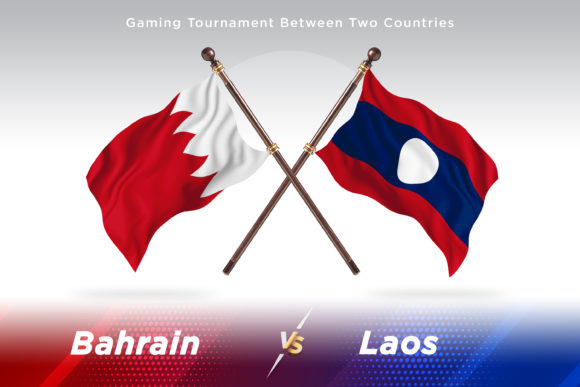Bahrain Versus Laos Two Flags Illustration