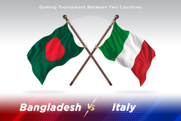 Bangladesh Versus Italy Two Flags
